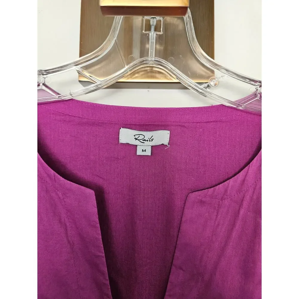 Rails Purple Magenta Berry Gia Dress Cotton Poplin Eyelet Midi Dress Size Medium